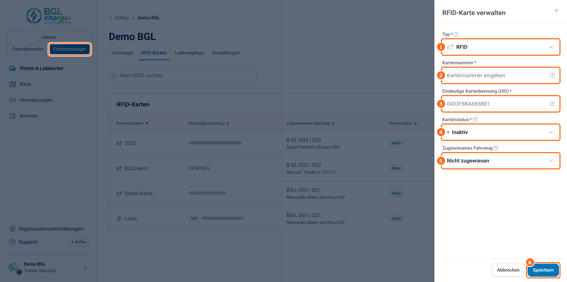 Screenshot: RFID Karte hinzufuegen