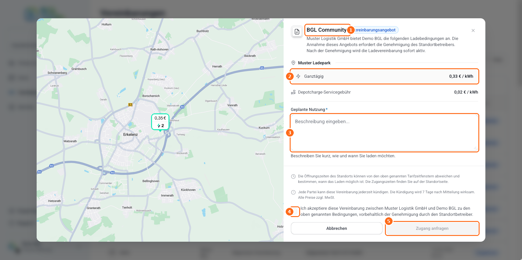 Screenshot: Vereinbarung anfragen