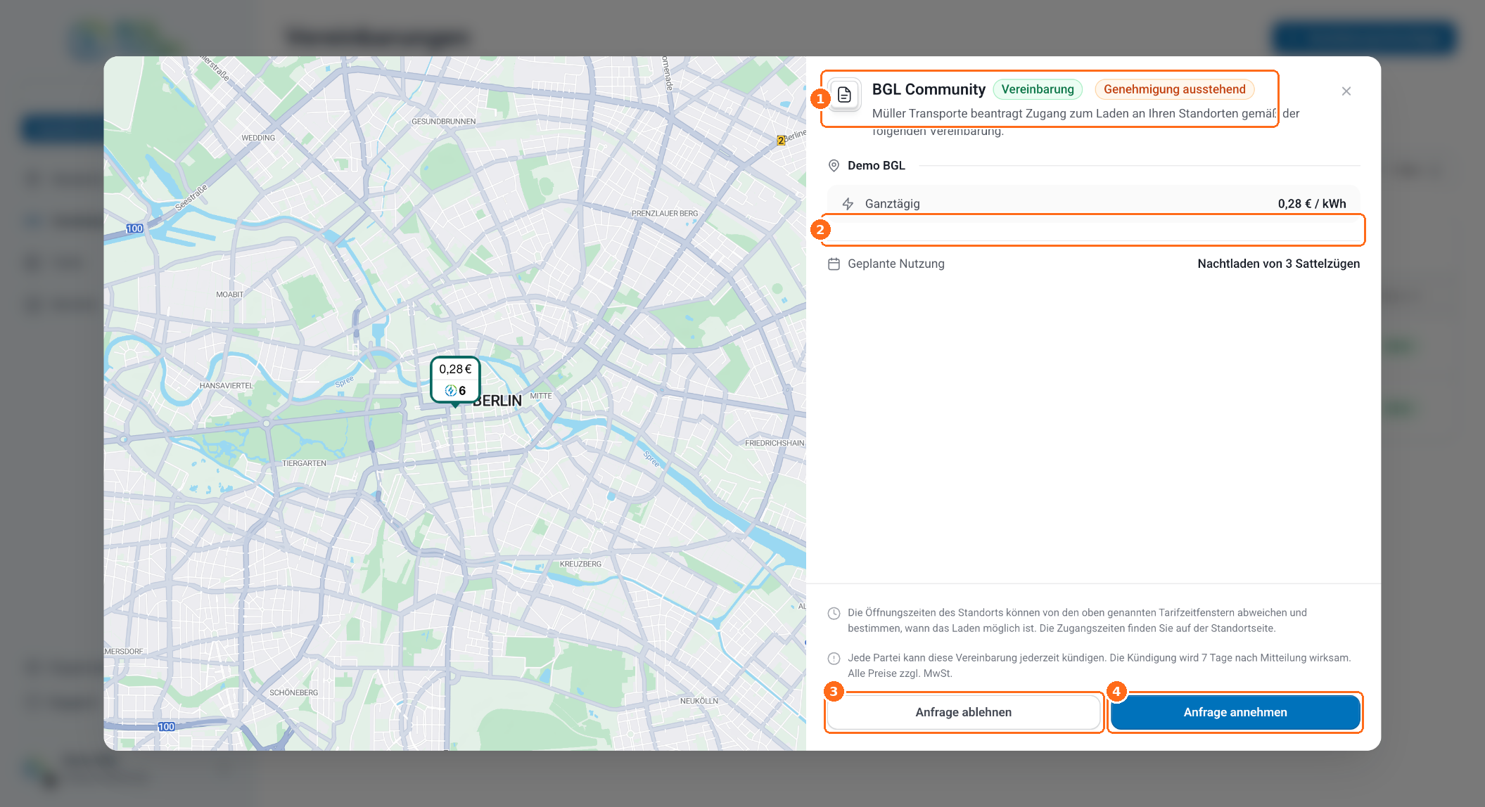 Screenshot: Anfrage genehmigen